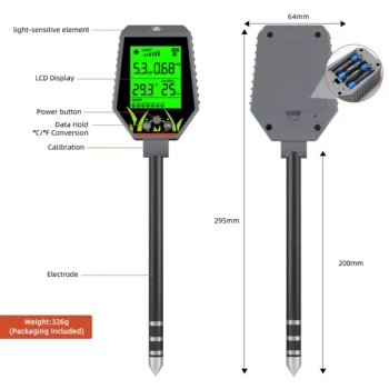 6-in-1 Digital tester for soil and liquids – pH, EC, light, moisture, fertiliser and temperature
