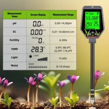 6-in-1 Digital tester for soil and liquids – pH, EC, light, moisture, fertiliser and temperature