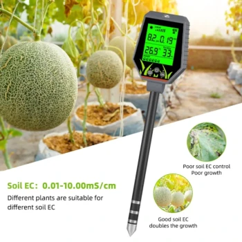 6-in-1 Digital tester for soil and liquids – pH, EC, light, moisture, fertiliser and temperature