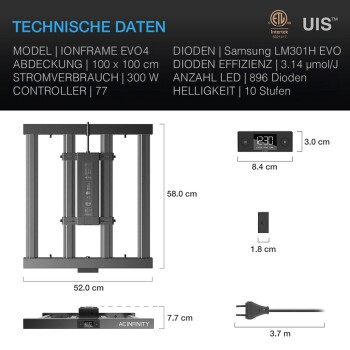 AC Infinity IONFRAME EVO4 LED-lampa 300 W