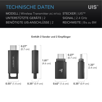 AC Infinity UIS 1-till-1 trådlös sändare och mottagare, 2-pack
