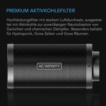 AC Infinity aktivt kolfilter 1308 m³/h ø200 mm