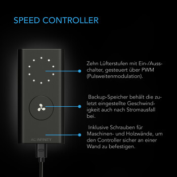 AC Infinity Cloudline A8 rörfläkt 1230 m³/h, ø200 mm, med varvtalsregulator