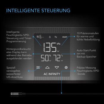 AC Infinity CLOUDFORGE T5 luftfuktare 9 liter med intelligent styrning