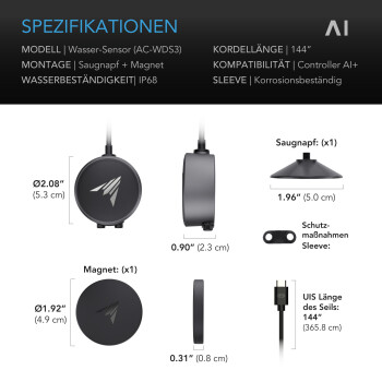 AC Infinity AI-vattensensor – vattennivå- och läckagedetektering, IP68